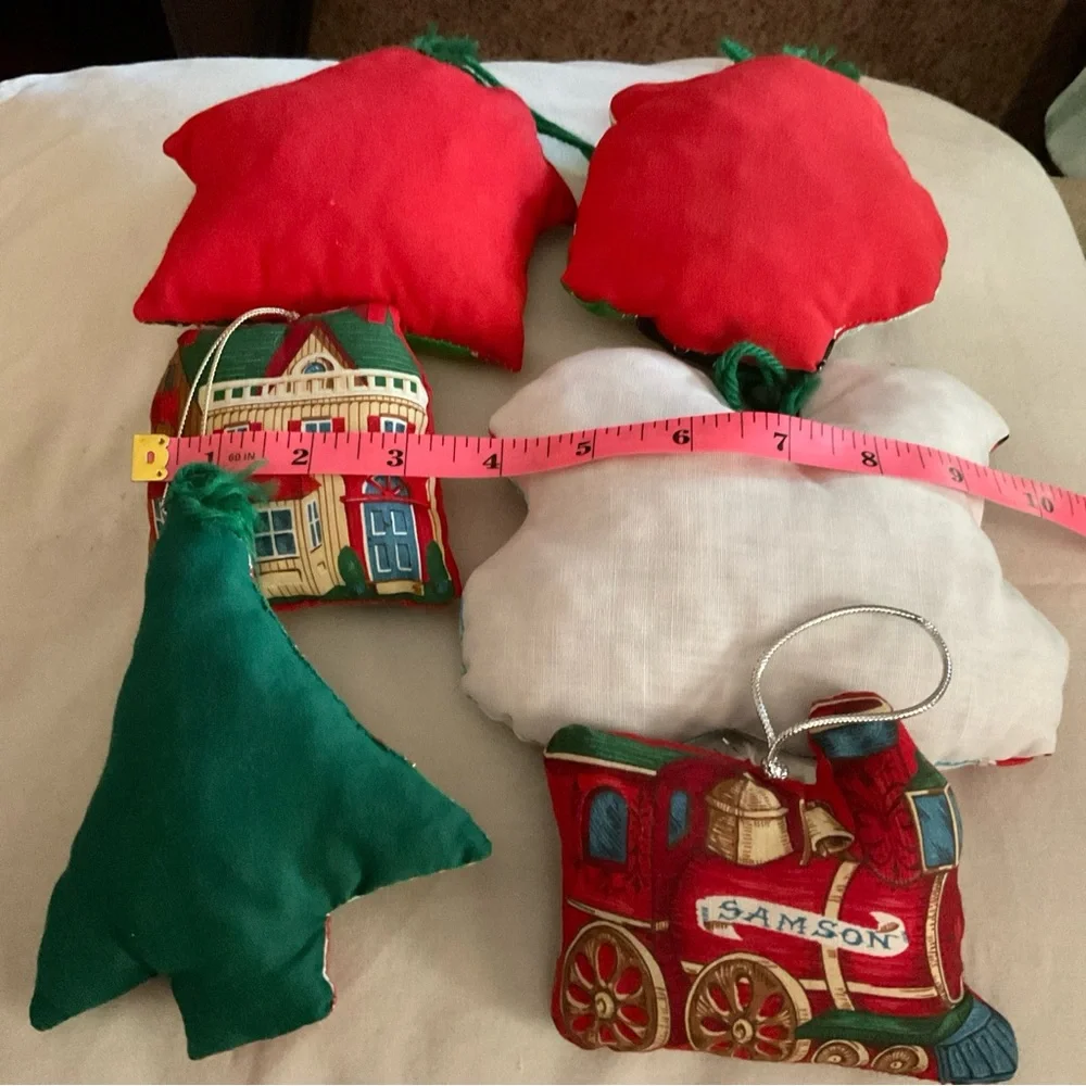 vintage stuffed handmade sewn christmas ornaments set of 6